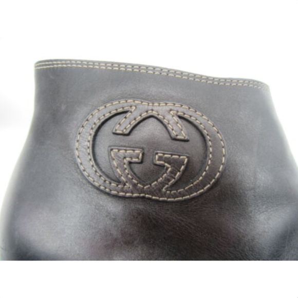 GUCCI black leather GG ankle boots sz 10.5 - Picture 6 of 8